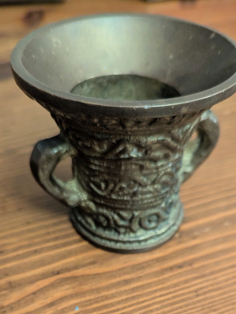 Mid Century Antique Style Bronze Apothecary's Mortar. Made in Holland. 3"x3"x3"